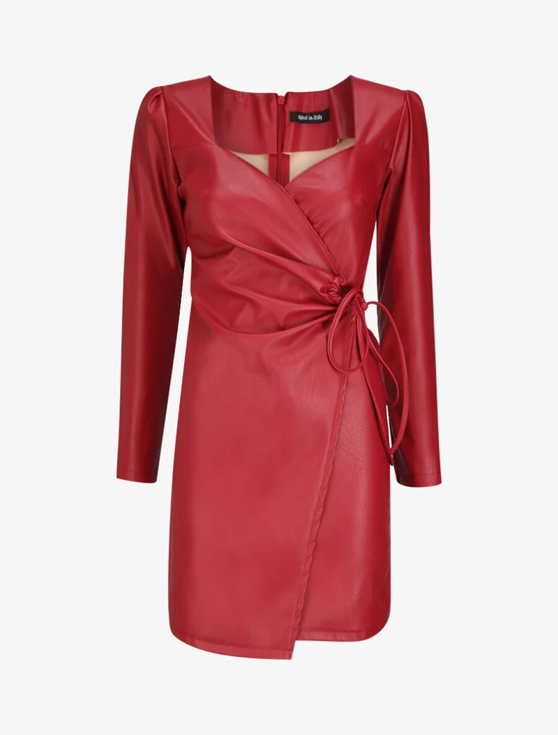 Robe portefeuille en simili - Rouge
