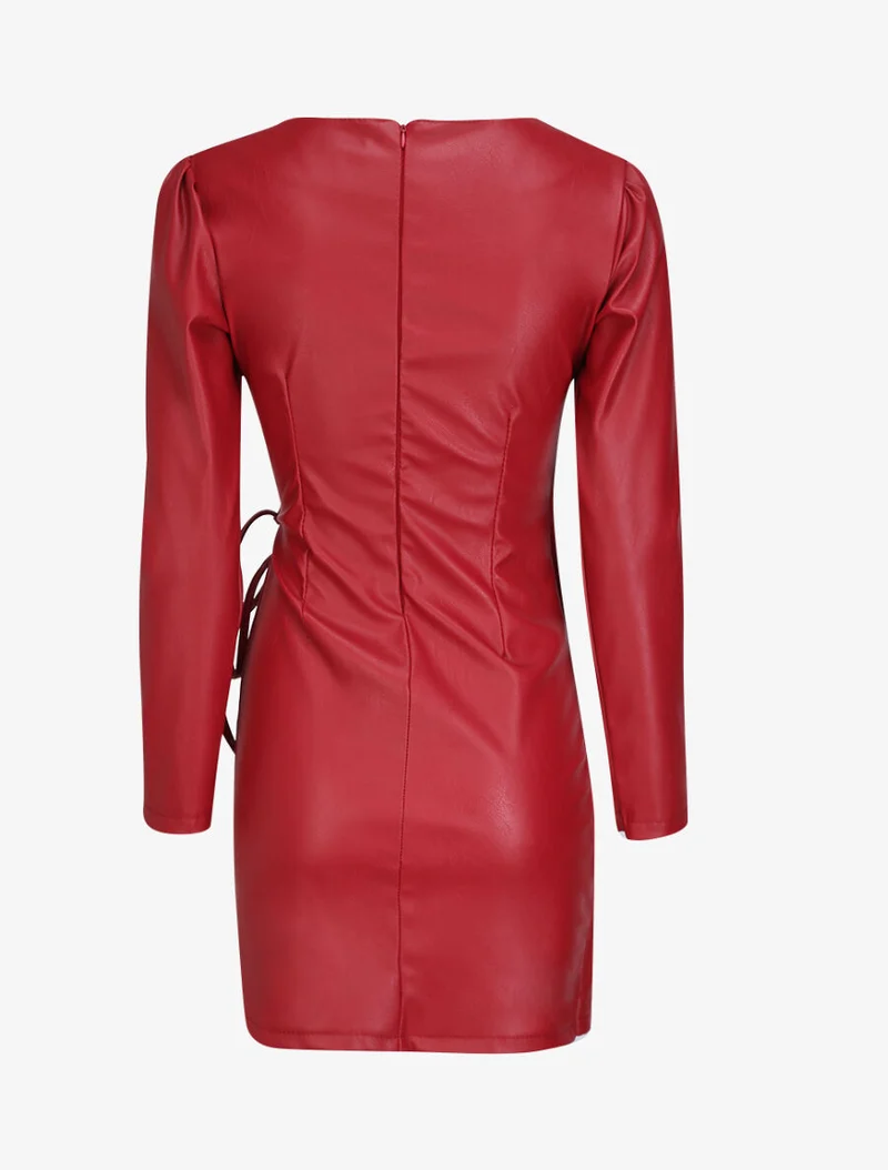 Robe portefeuille en simili - Rouge