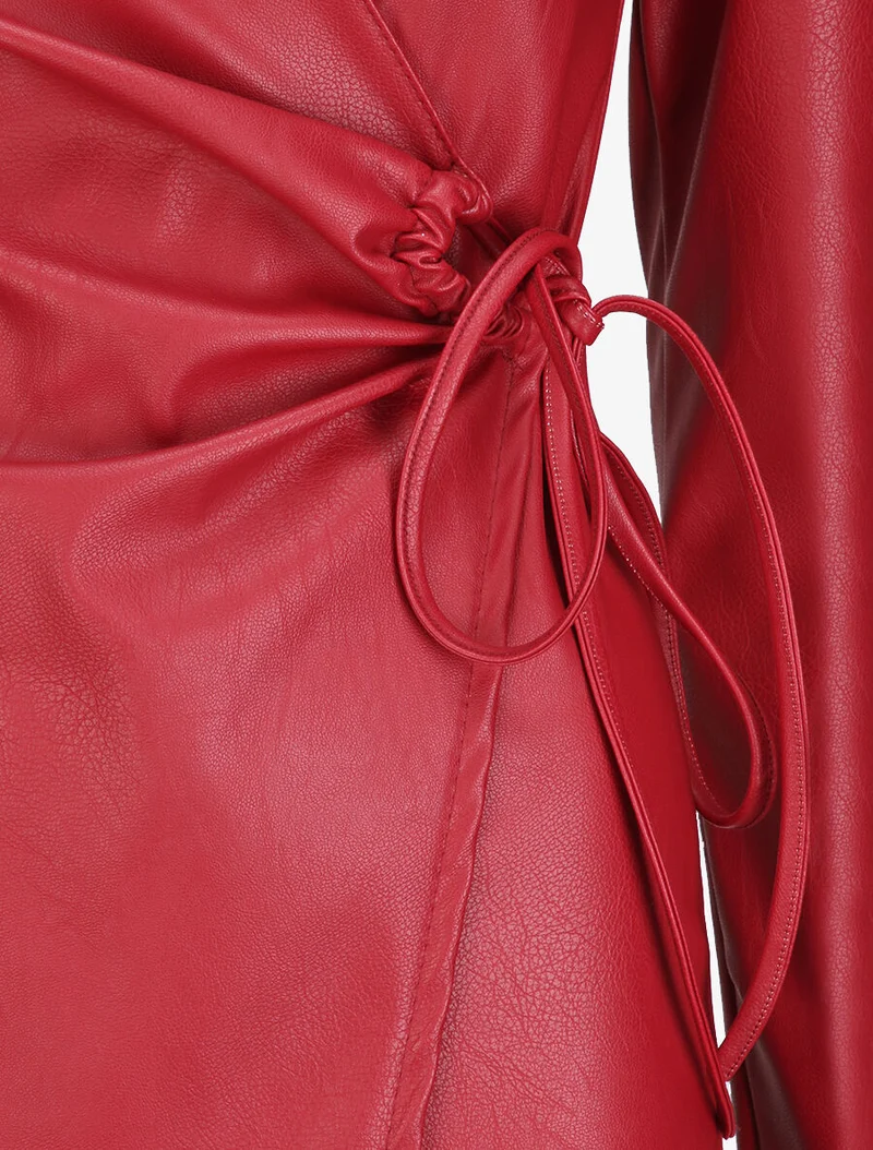 Robe portefeuille en simili - Rouge