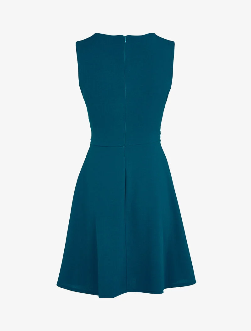 Robe patineuse à boucle contrastante - Bleu pétrole