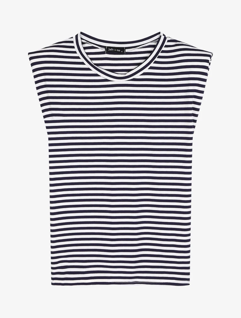 Top marinière à épaulettes - Marine