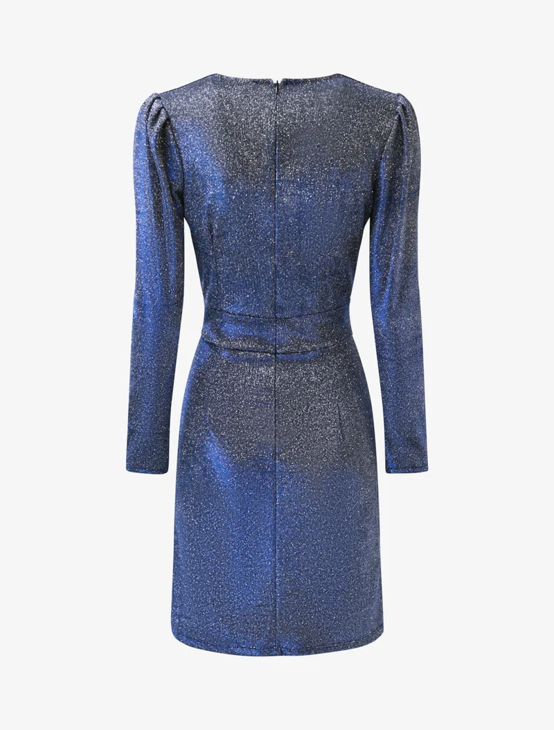 Robe portefeuille à paillettes - Bleu
