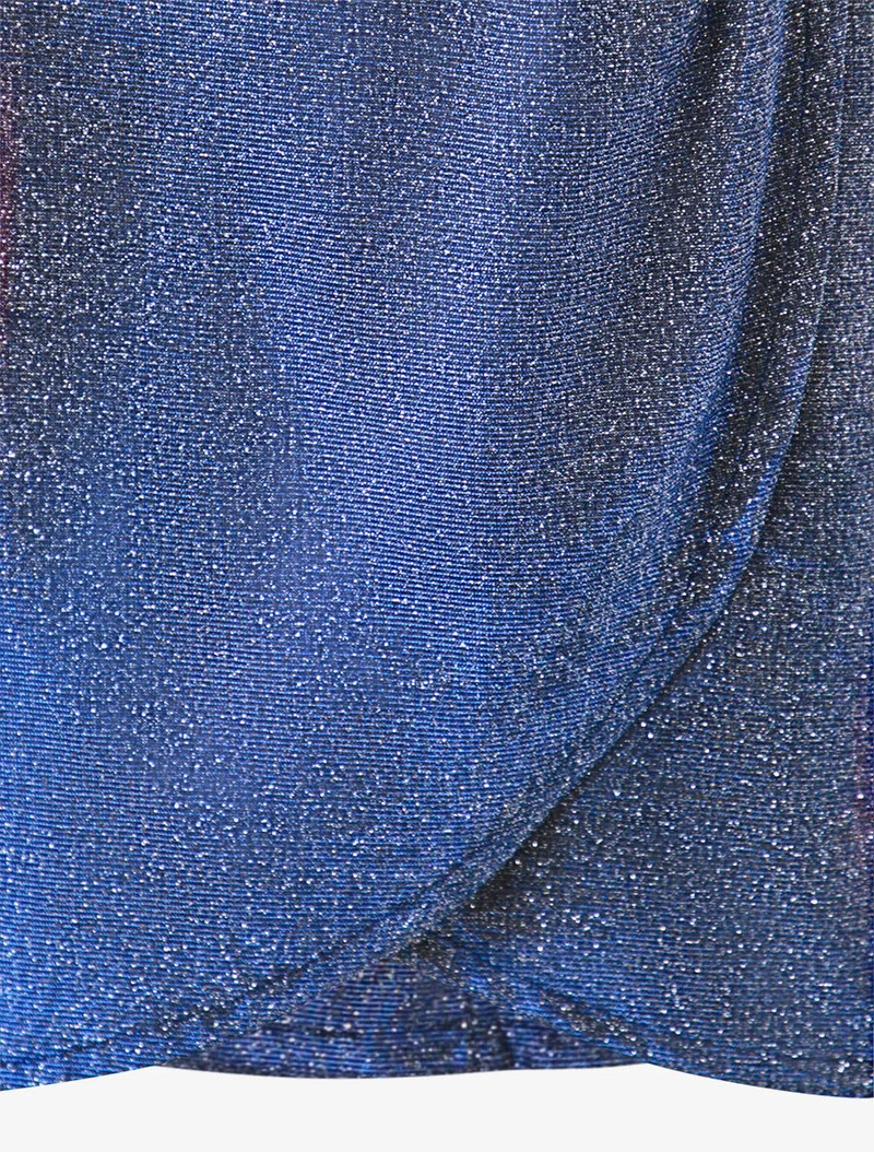 Robe portefeuille à paillettes - Bleu