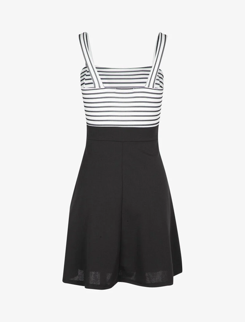 Robe patineuse à buste rayé - Noir