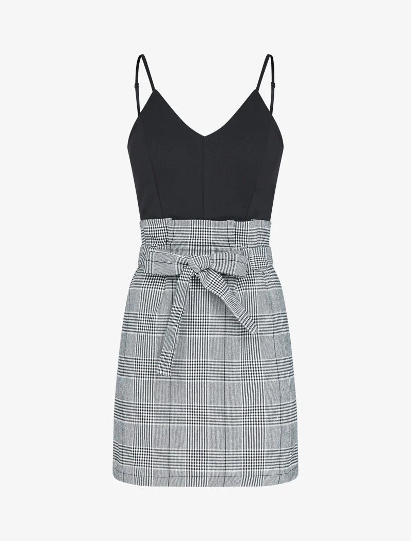 Robe moulante à imprimé tartan - Noir