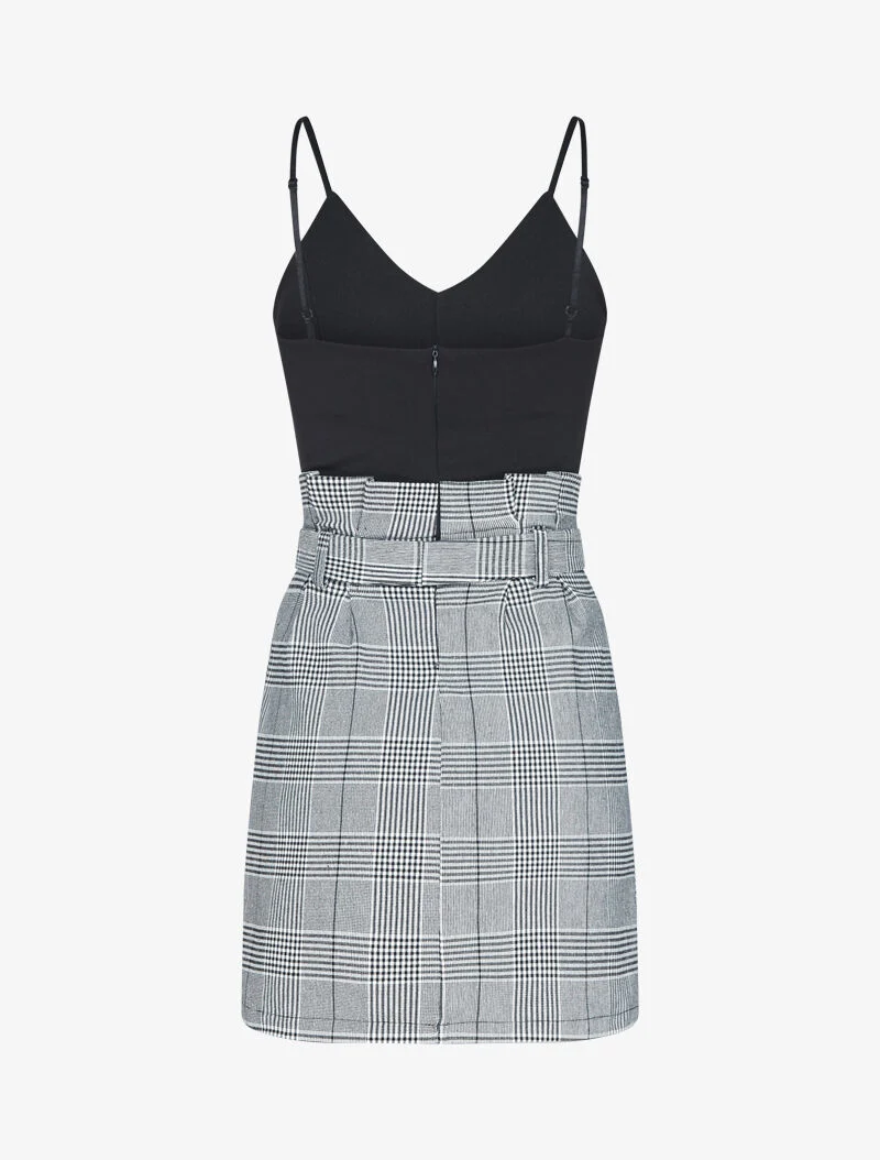Robe moulante à imprimé tartan - Noir