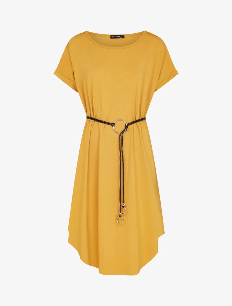 Robe ample ceinturée - Jaune