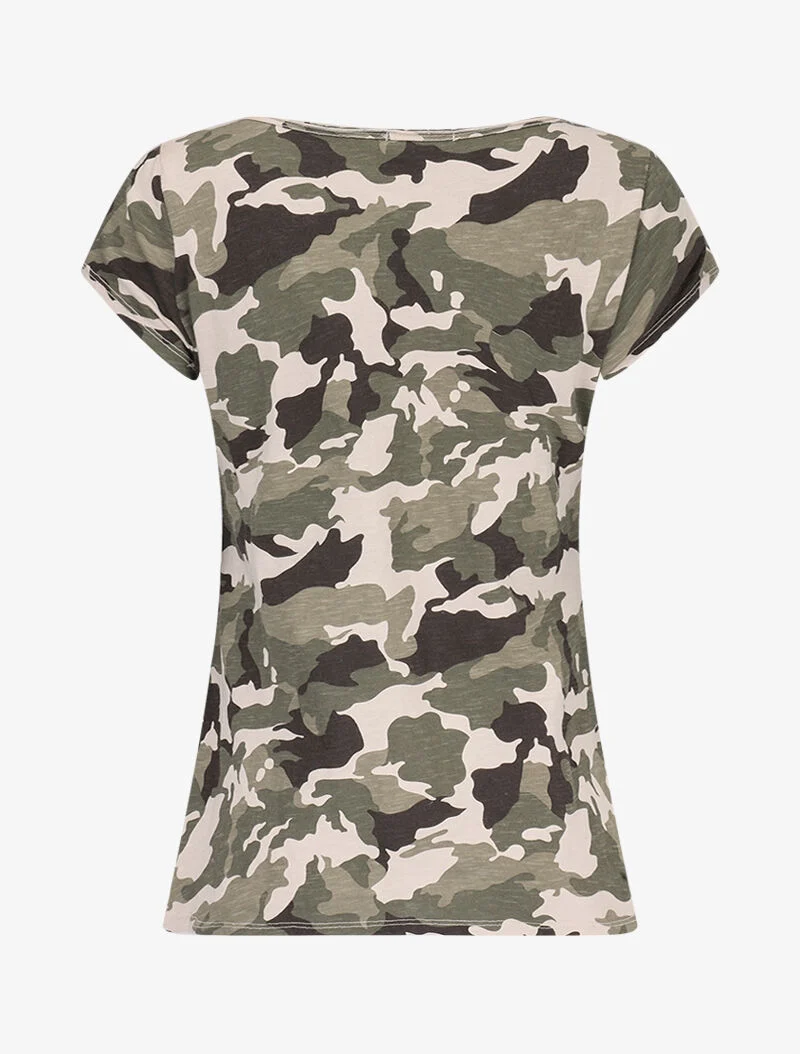 T-shirt imprimé aspect coton flammé - Beige