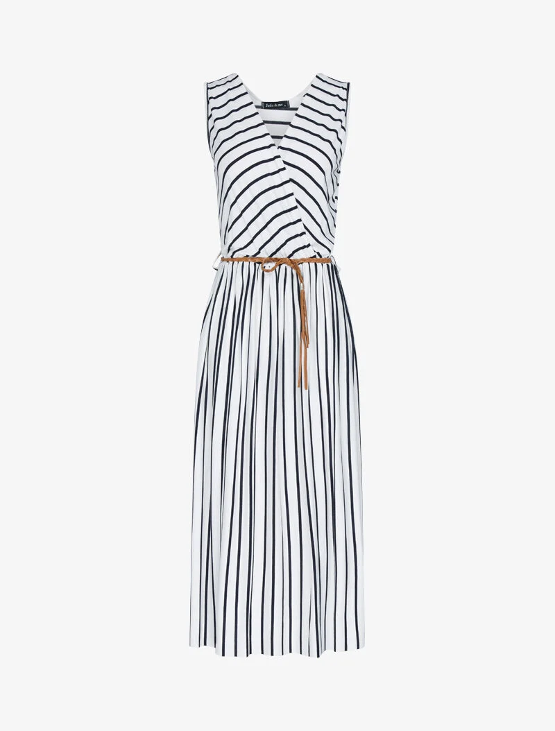 Robe longue à imprimé style marinière - Blanc