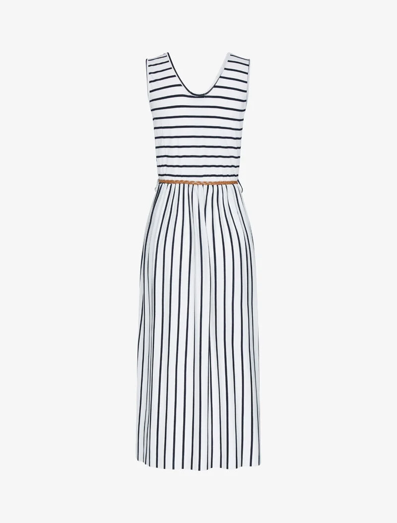 Robe longue à imprimé style marinière - Blanc