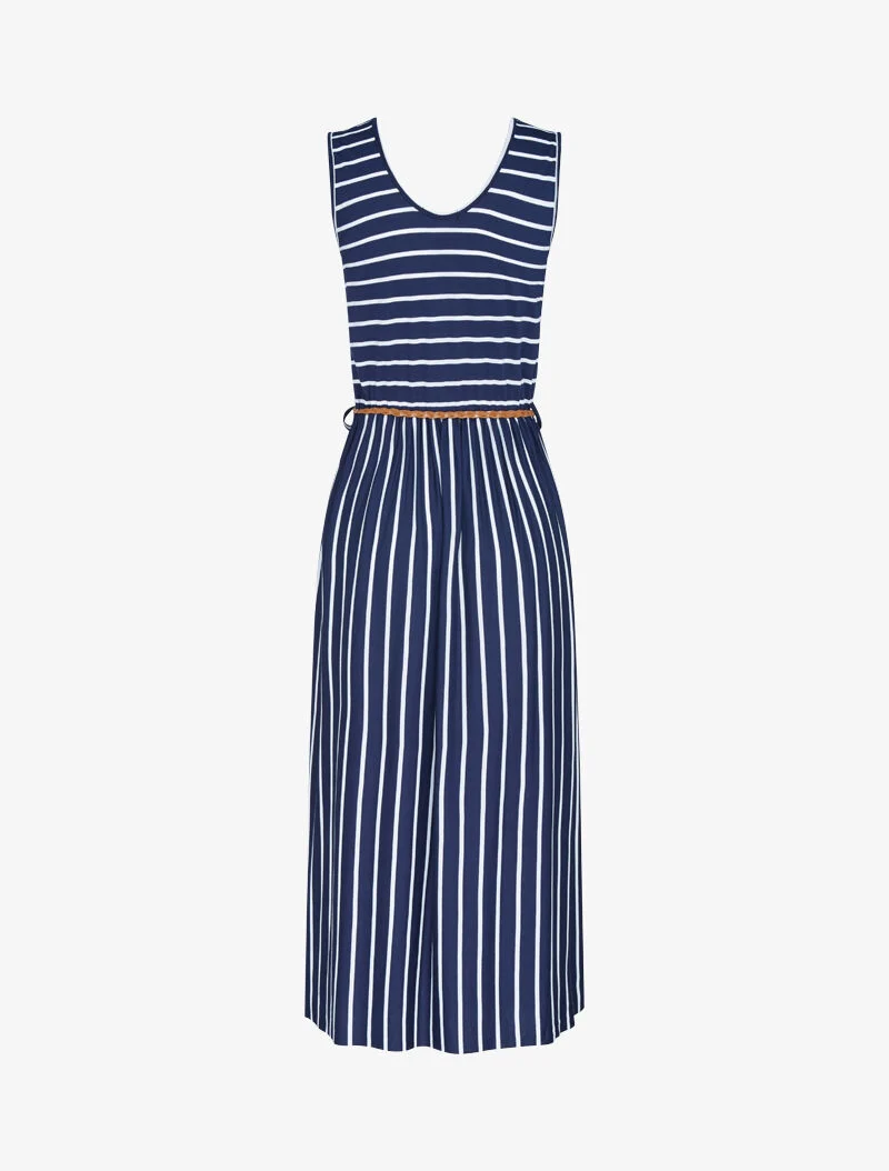 Robe longue à imprimé style marinière - Marine