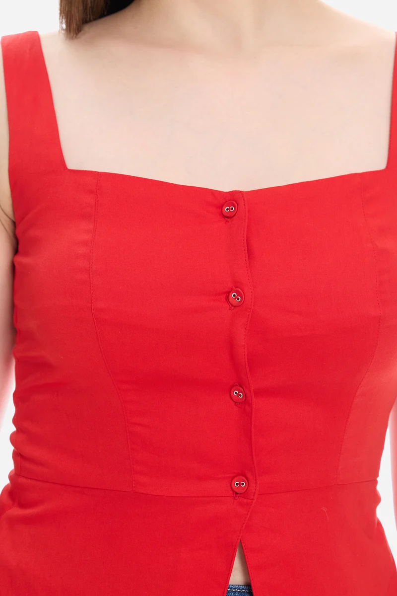 Savis|100% Cotton Satin Waistcoat With Peplum