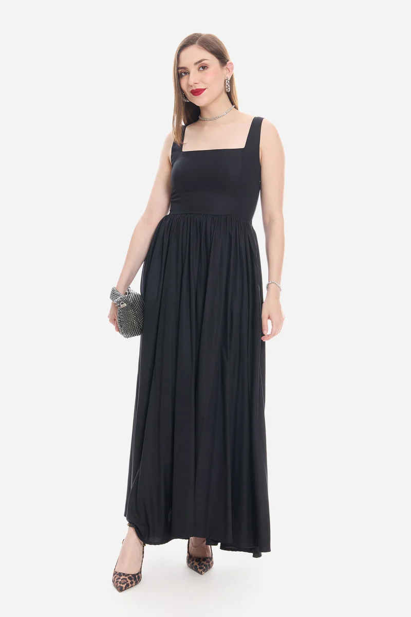 Sorel|100% Viscose Fit & Flare Maxi Dress