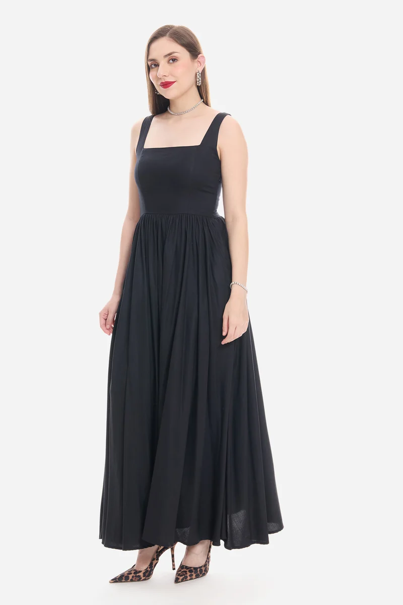 Sorel|100% Viscose Fit & Flare Maxi Dress