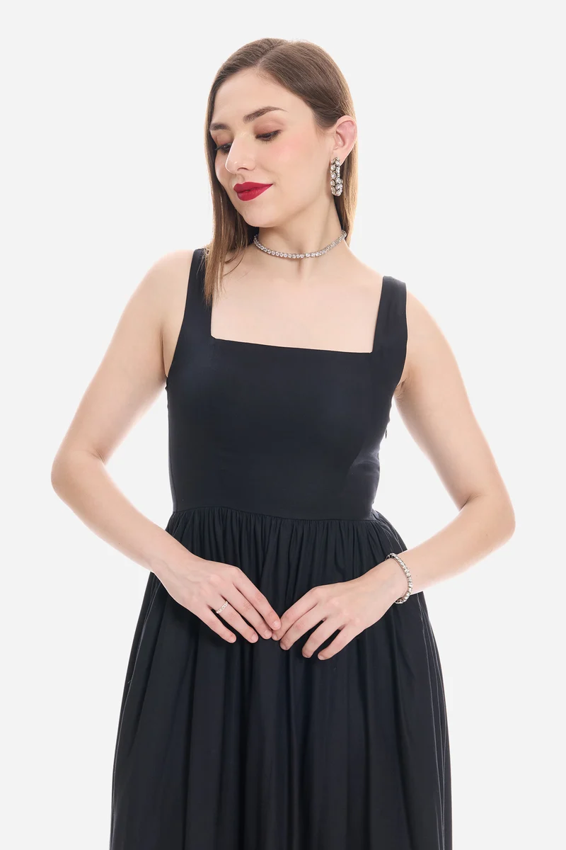 Sorel|100% Viscose Fit & Flare Maxi Dress