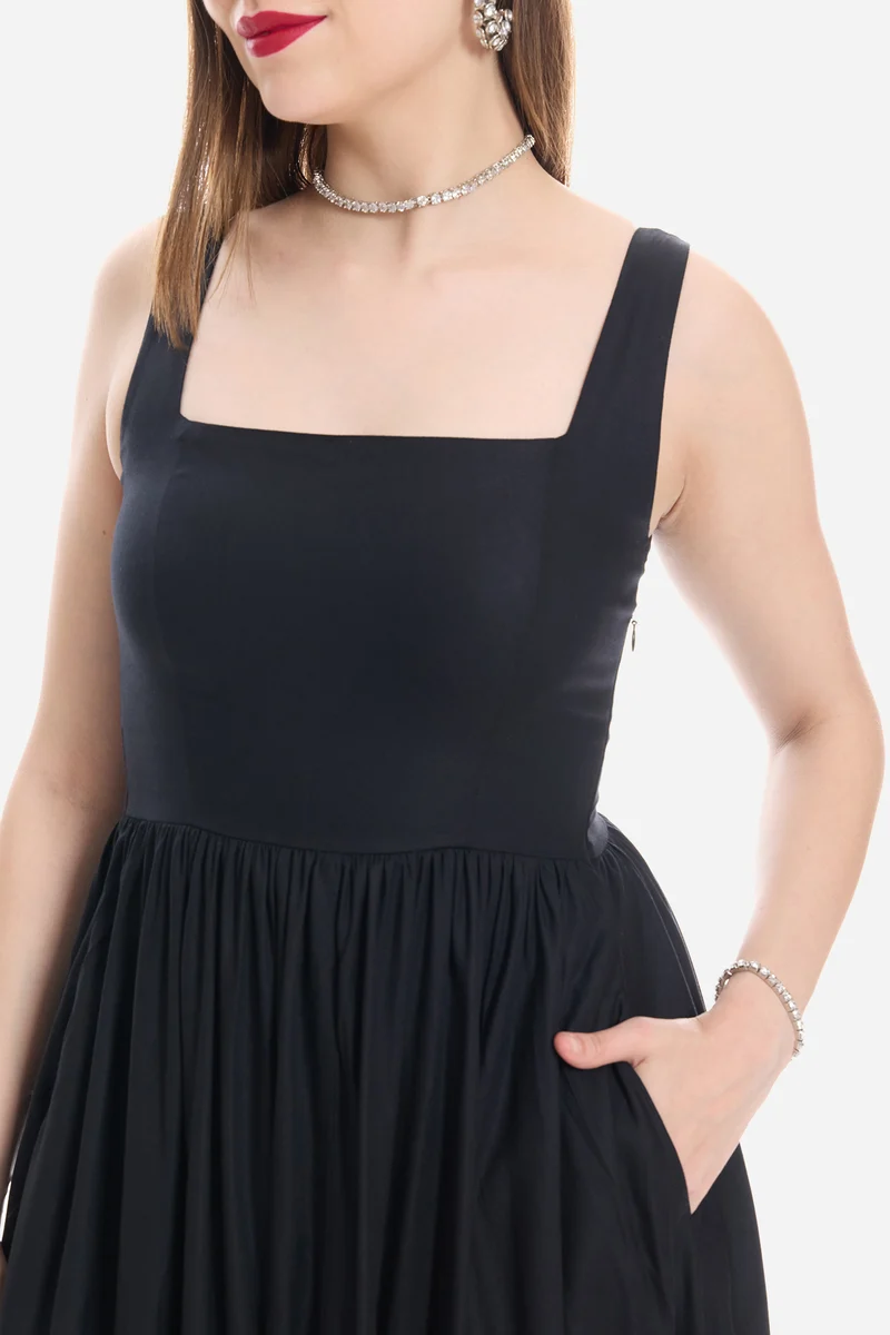 Sorel|100% Viscose Fit & Flare Maxi Dress