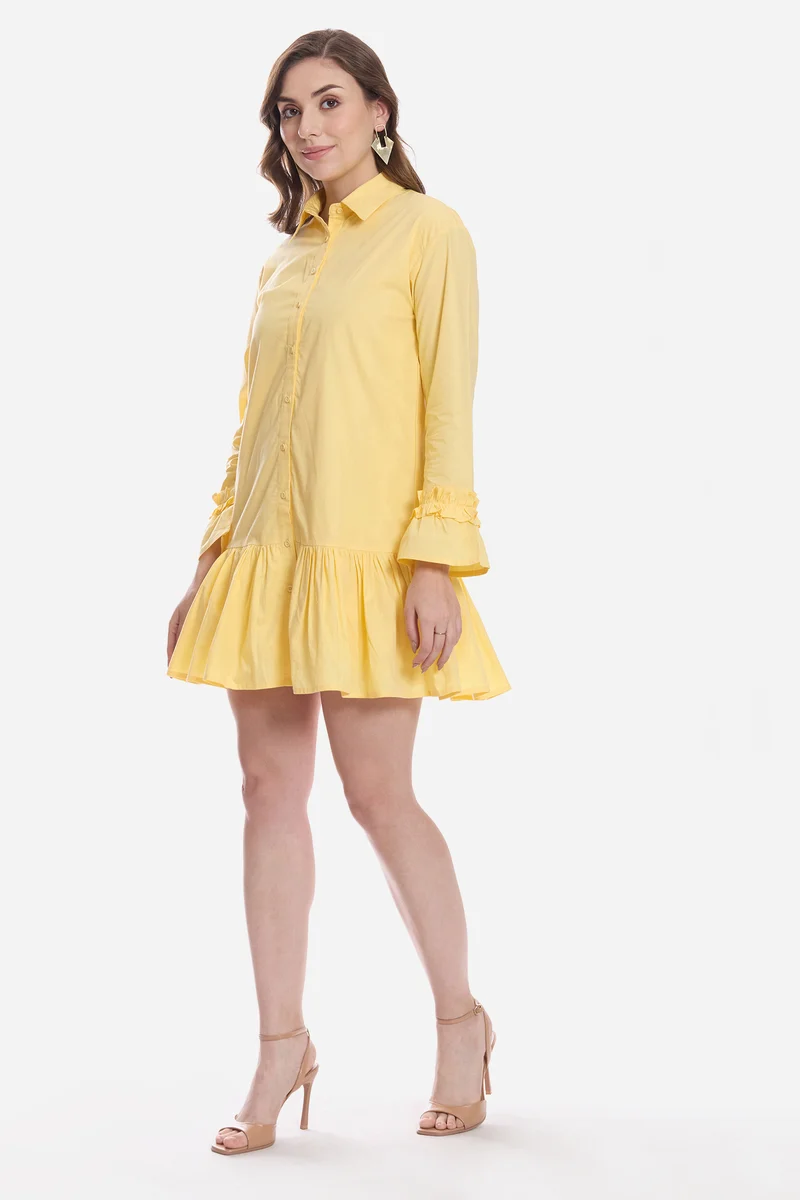 Elarae|100% Cotton Ruffle Mini Dress