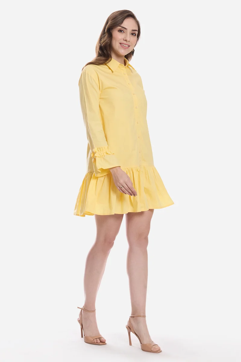 Elarae|100% Cotton Ruffle Mini Dress