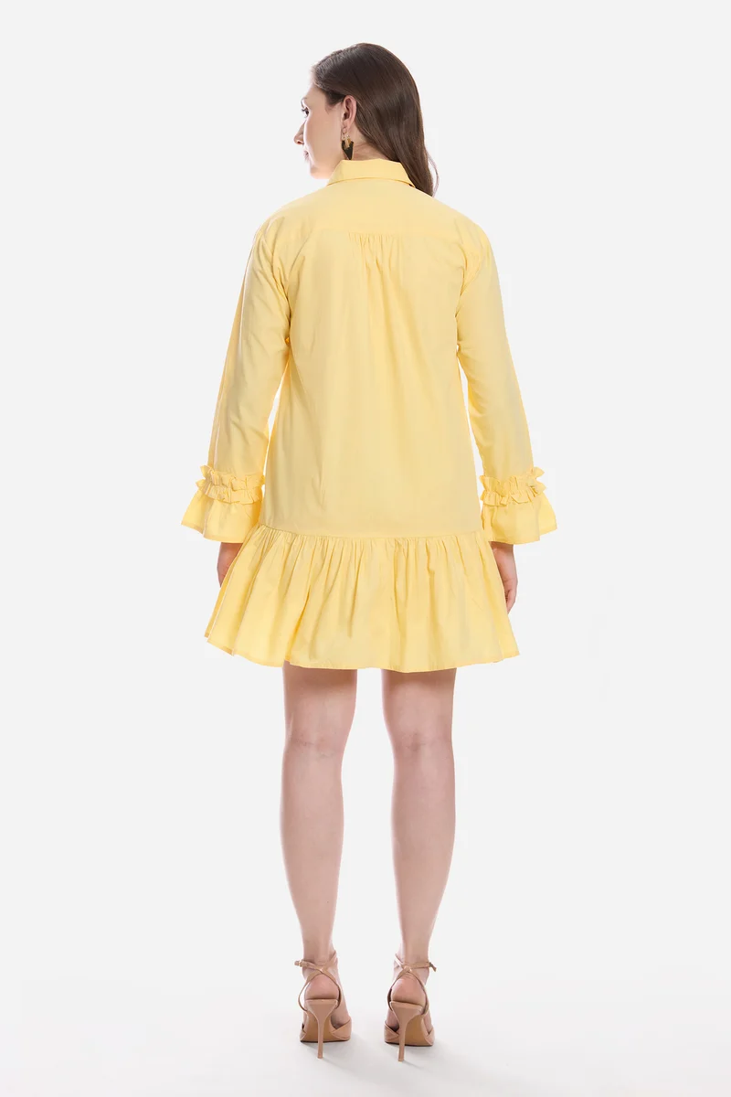 Elarae|100% Cotton Ruffle Mini Dress