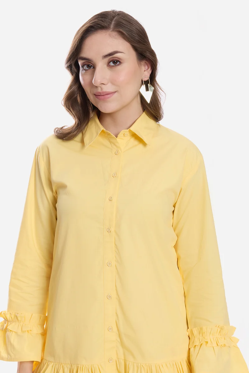 Elarae|100% Cotton Ruffle Mini Dress