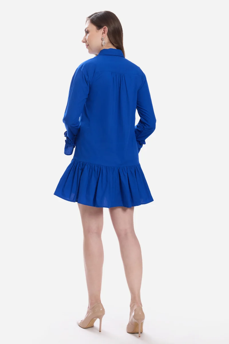 Eldis|100% Cotton Ruffle Mini Dress