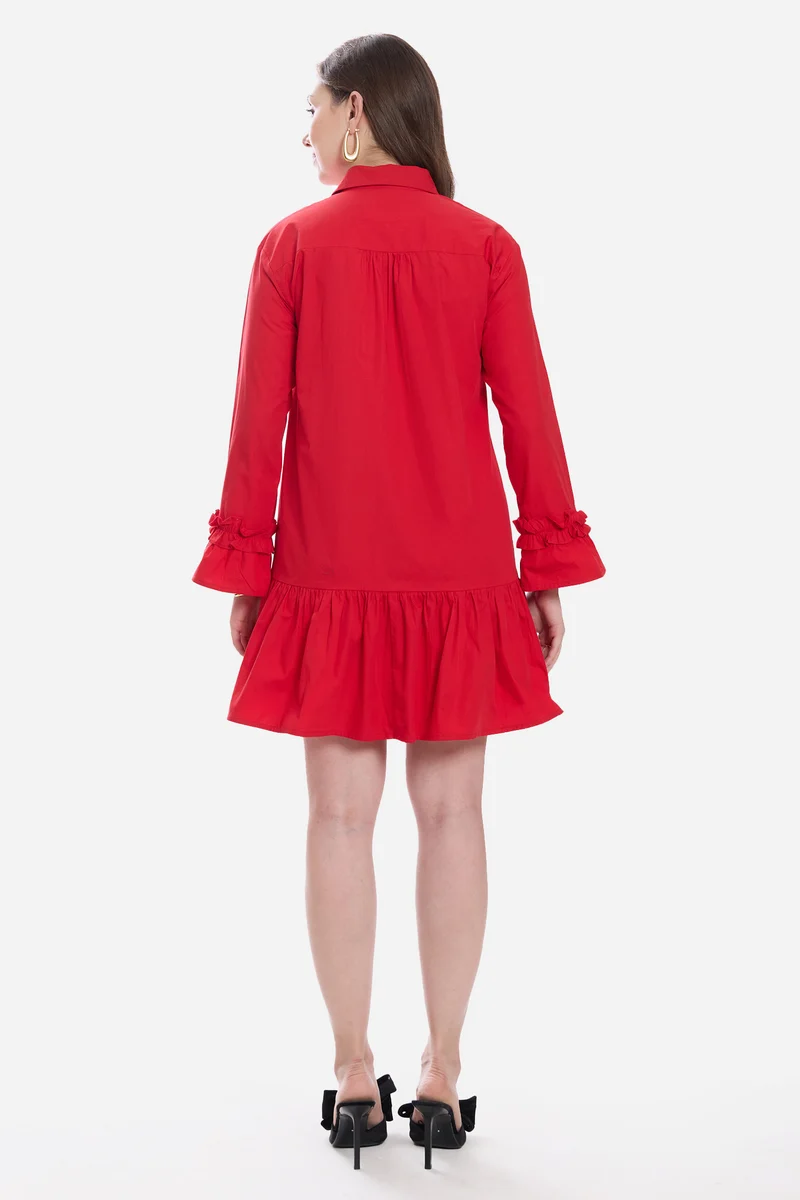 Casie|100% Cotton Ruffle Mini Dress