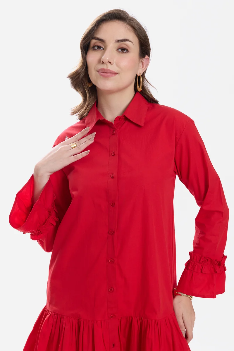 Casie|100% Cotton Ruffle Mini Dress