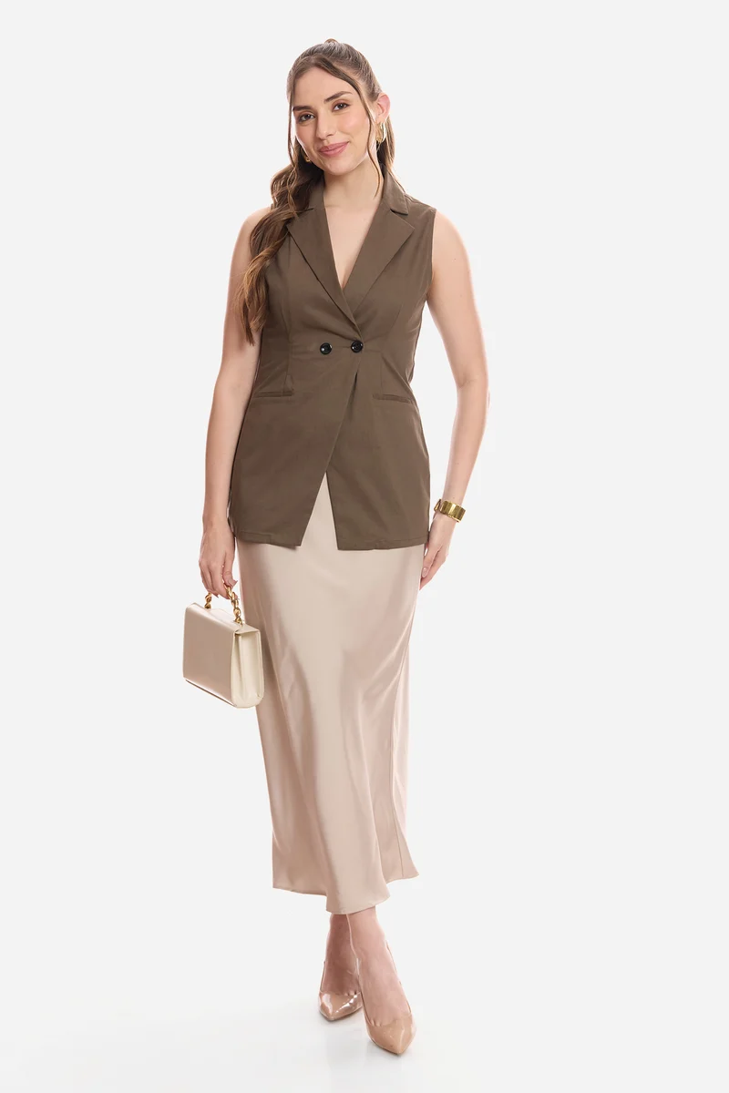 Penpa|100% Cotton Notch Collar Waistcoat