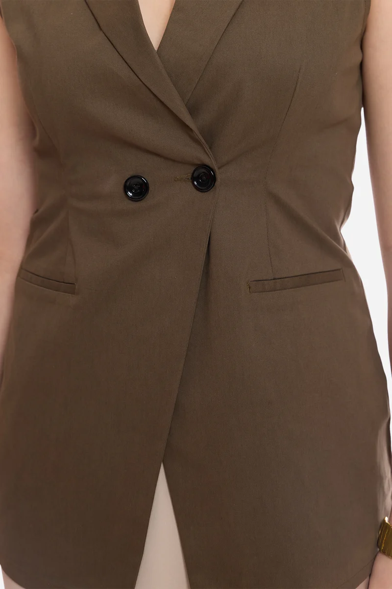 Penpa|100% Cotton Notch Collar Waistcoat