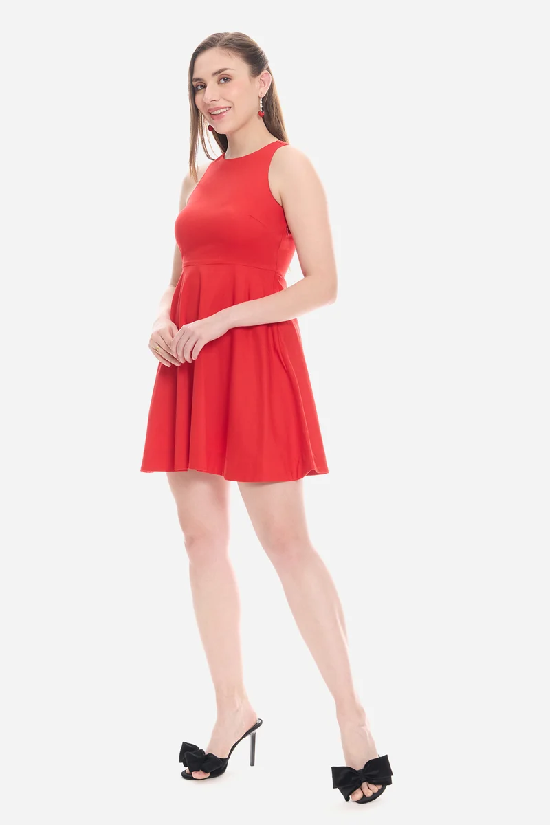 Nadie|100% Cotton Halter Neck Skater Dress