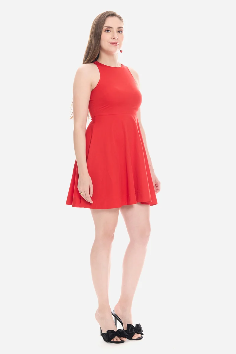 Nadie|100% Cotton Halter Neck Skater Dress