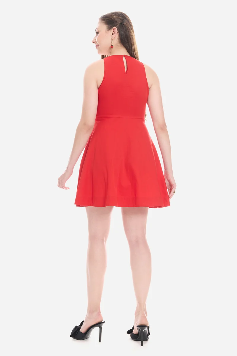 Nadie|100% Cotton Halter Neck Skater Dress