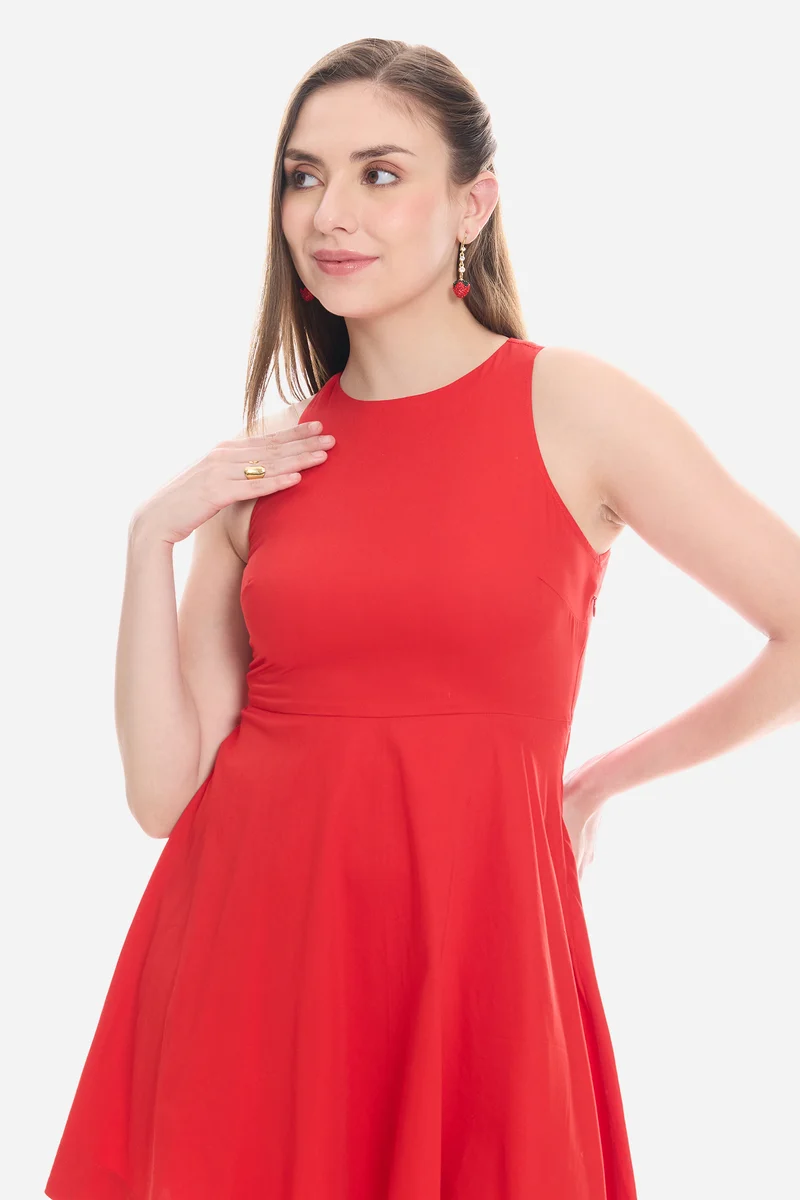 Nadie|100% Cotton Halter Neck Skater Dress