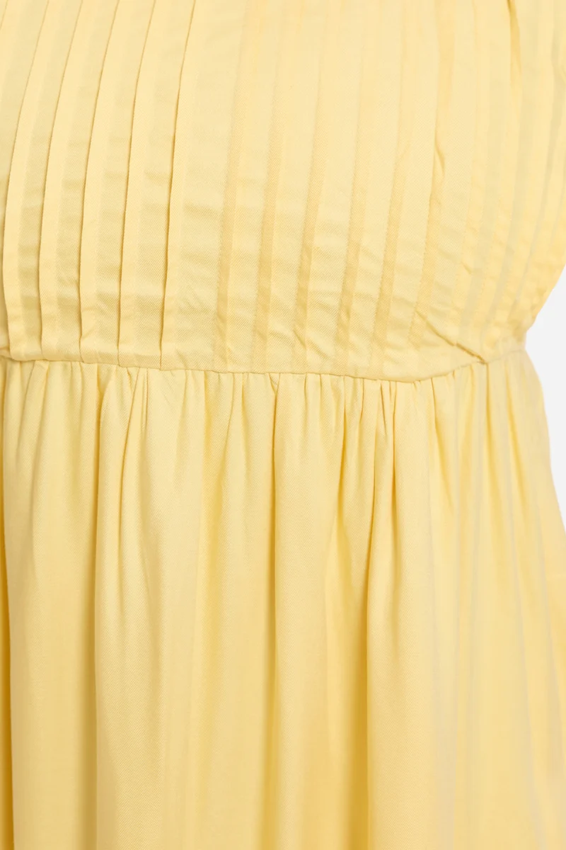 Drolma|Viscose Midi Dress With Pleated Bodice