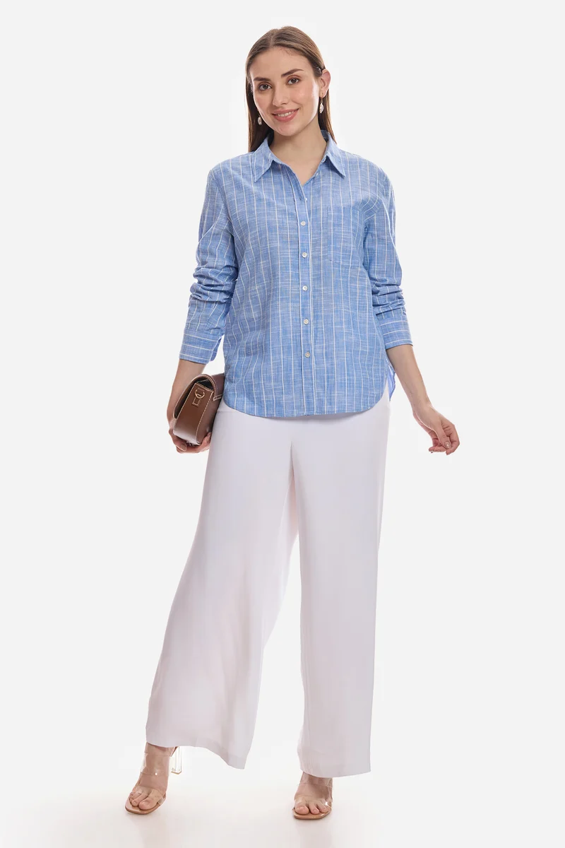 Catriona|100% Cotton Relaxed Button-Down Shirt
