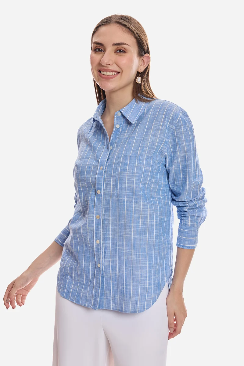 Catriona|100% Cotton Relaxed Button-Down Shirt