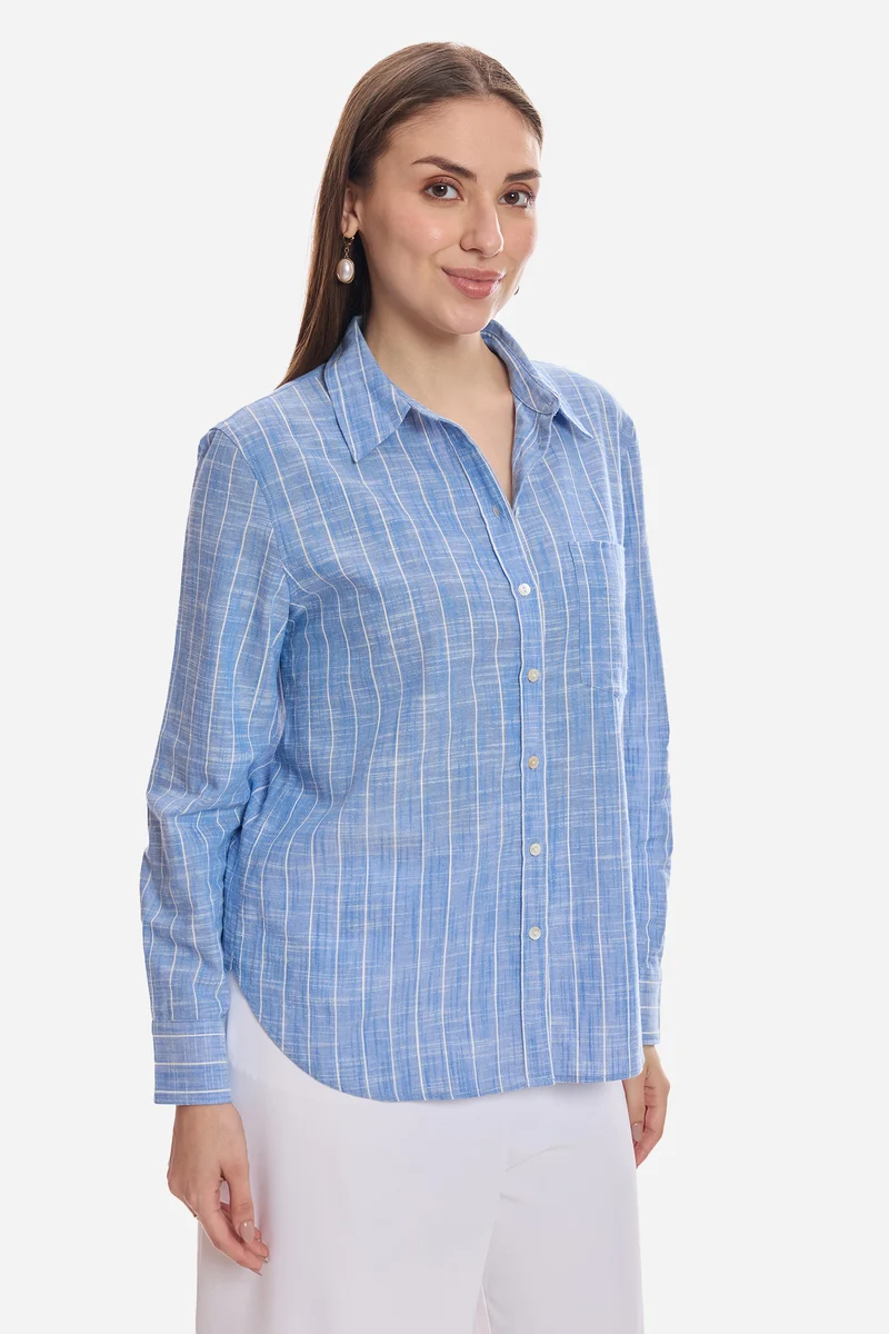 Catriona|100% Cotton Relaxed Button-Down Shirt