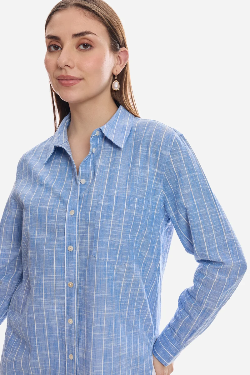 Catriona|100% Cotton Relaxed Button-Down Shirt
