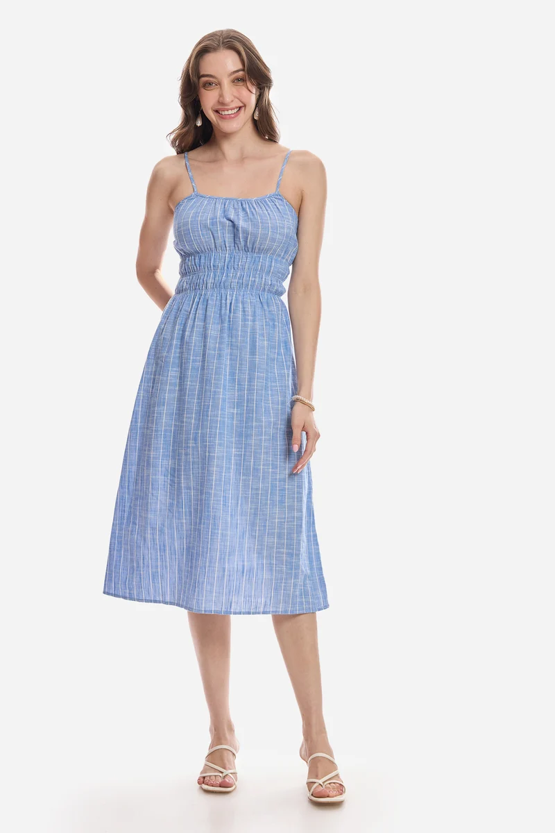 Canana|100% Cotton Strappy Midi Dress
