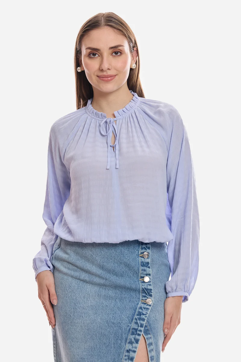 Aifric|100% Viscose Lavendor Top With Puff Sleeve