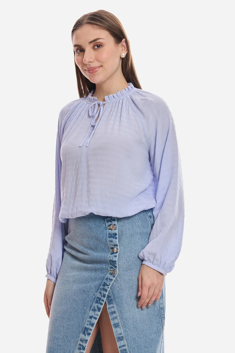 Aifric|100% Viscose Lavendor Top With Puff Sleeve