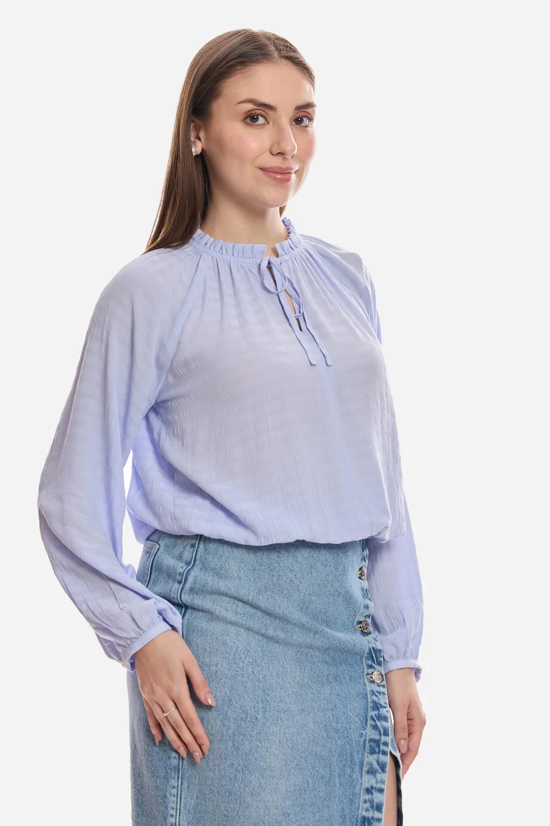 Aifric|100% Viscose Lavendor Top With Puff Sleeve