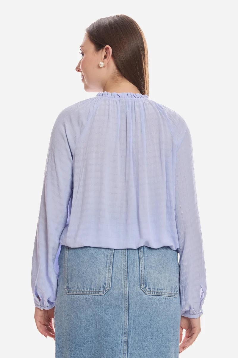 Aifric|100% Viscose Lavendor Top With Puff Sleeve