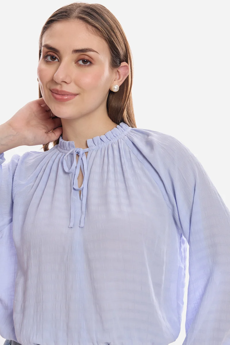 Aifric|100% Viscose Lavendor Top With Puff Sleeve