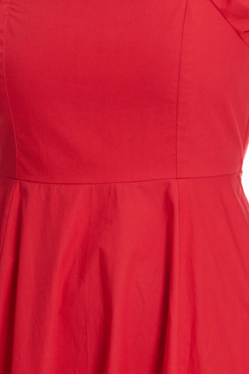 Aylina|100% Cotton Square Neck Midi Dress
