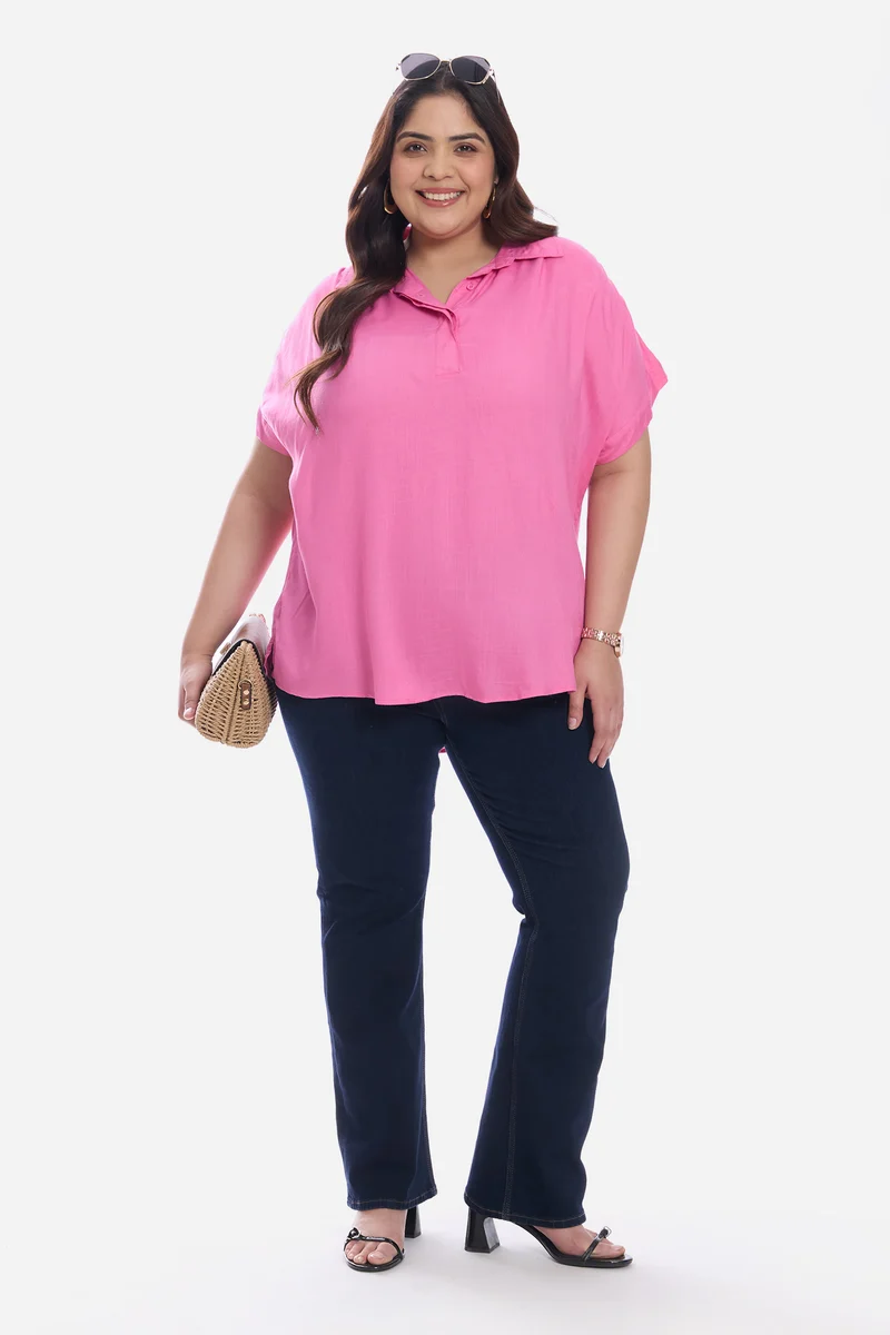 Azlin|Viscose Popover Oversized Shirt