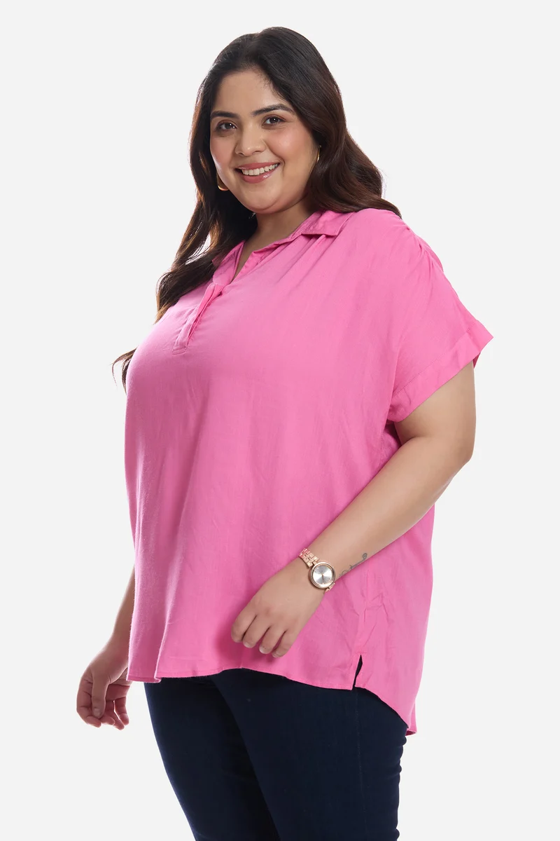 Azlin|Viscose Popover Oversized Shirt