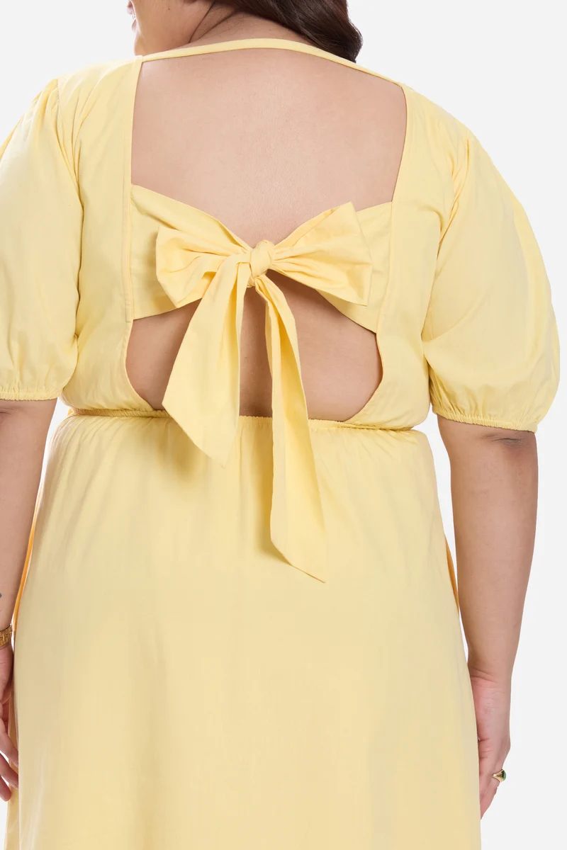 Arlete|Cotton Midi Dress With Puff Sleeve