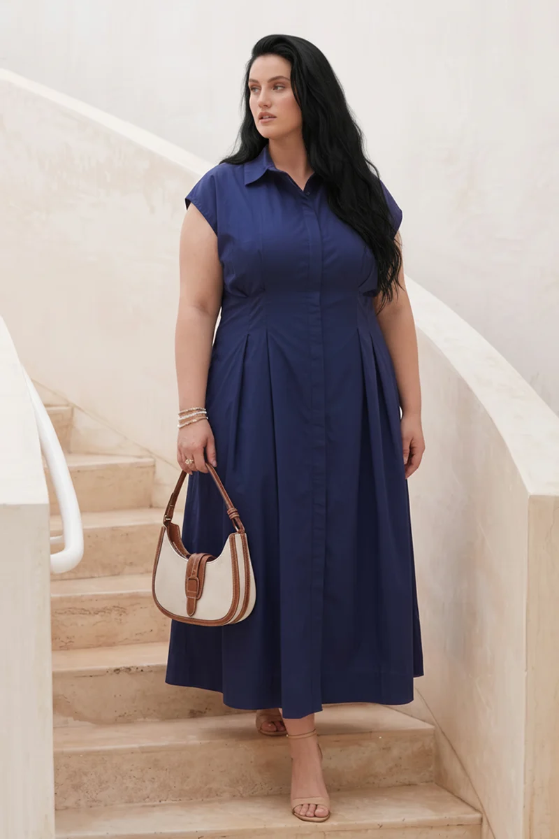 Aynur|Cotton Pleated Shirt Dress