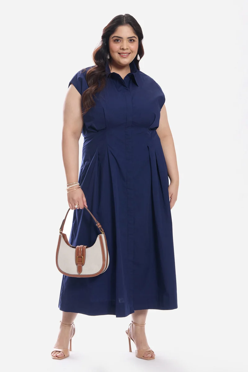 Aynur|Cotton Pleated Shirt Dress